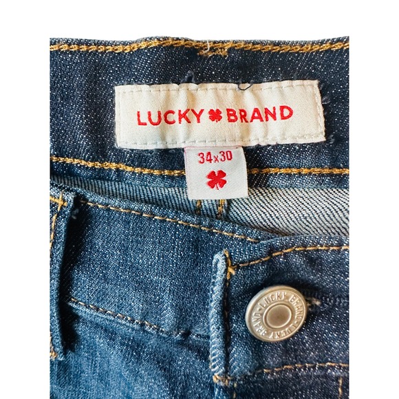 Lucky Brand Mens 34x30 Dark Wash Denim Jeans Casual Classic Fit - Picture 2 of 5